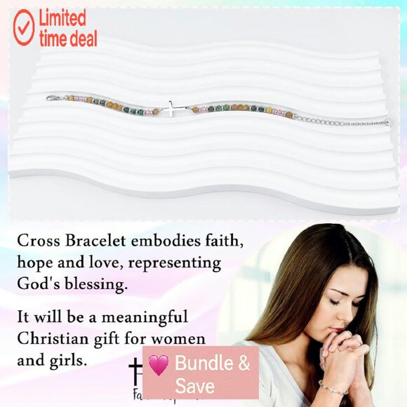 Christian Cross Bracelet, Baptism Confirmation Gift, Birthday Christmas Present - Picture 4 of 8